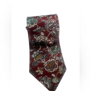 Surrey Floral Tie Burgundy Green Polyester Tie Made in the USA Christmas‎